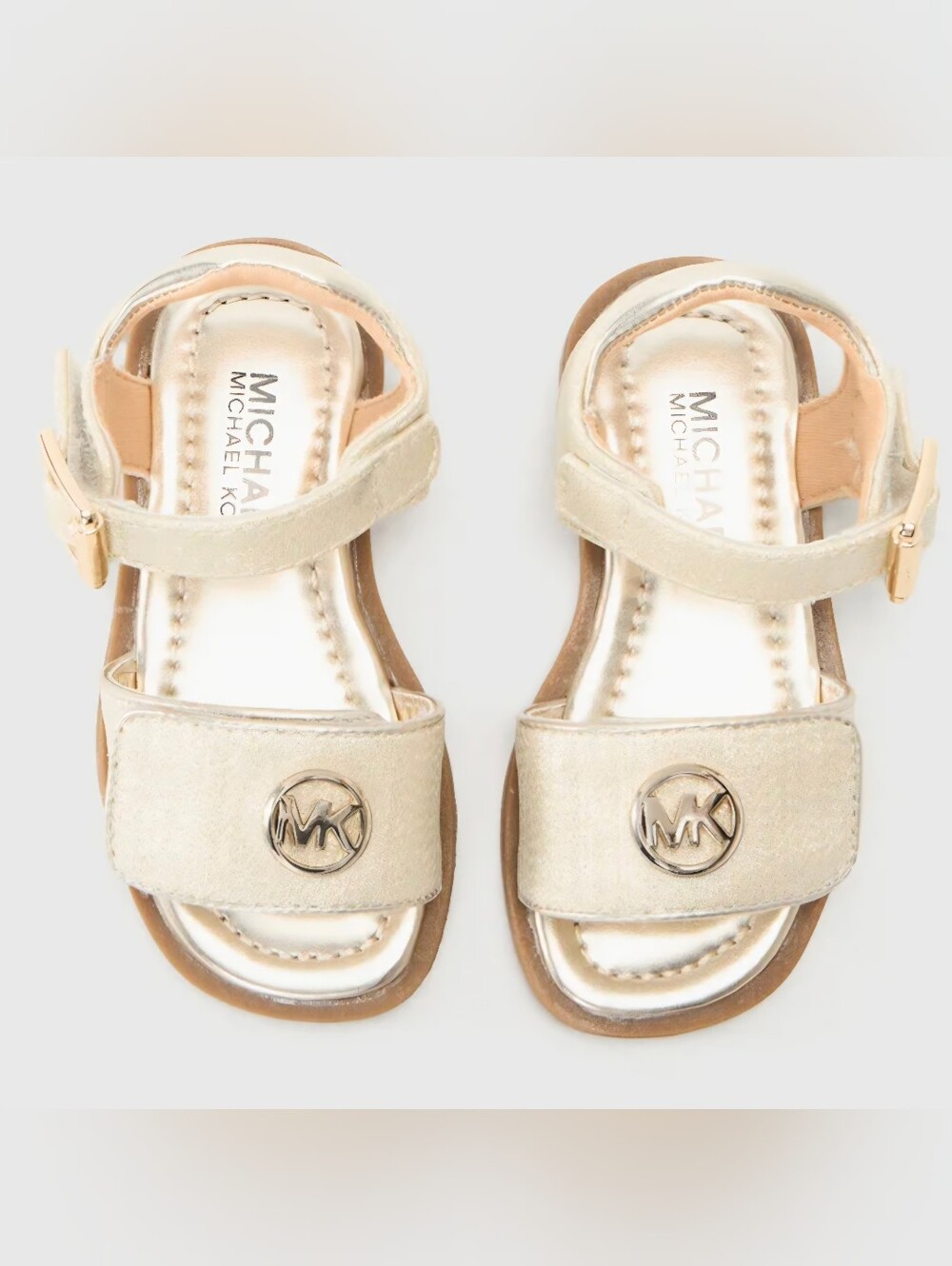 Michael Kors Kieran Toddler Sandals in Vanilla/ Pale Gold Size 8 NIB